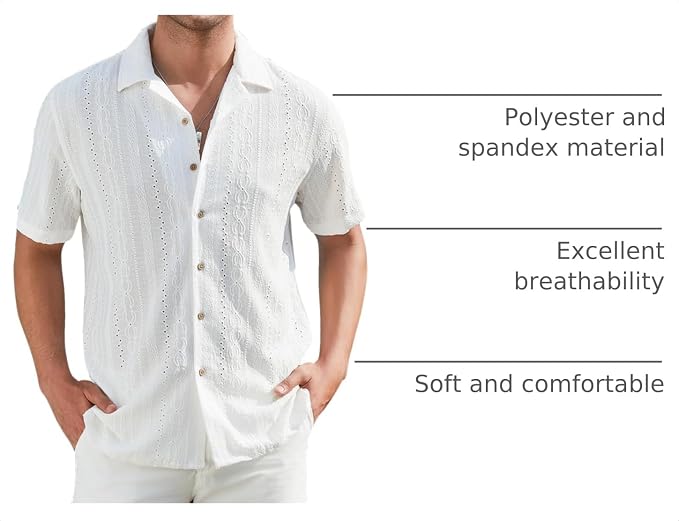 Men’s Perforated Stretch Button Down Shirt