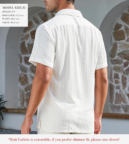Men’s Perforated Stretch Button Down Shirt