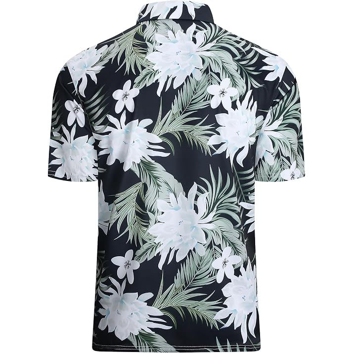 Men’s Tropical Hawaiian Print Golf Polo Shirt