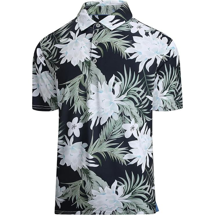 Men’s Tropical Hawaiian Print Golf Polo Shirt